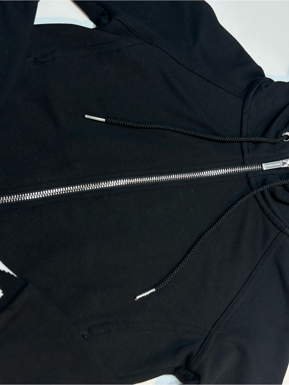 Armani Exchange Black Full Zip Intarsia Knit Logo Cuff Hoodie Jacket - Picture 3 of 9